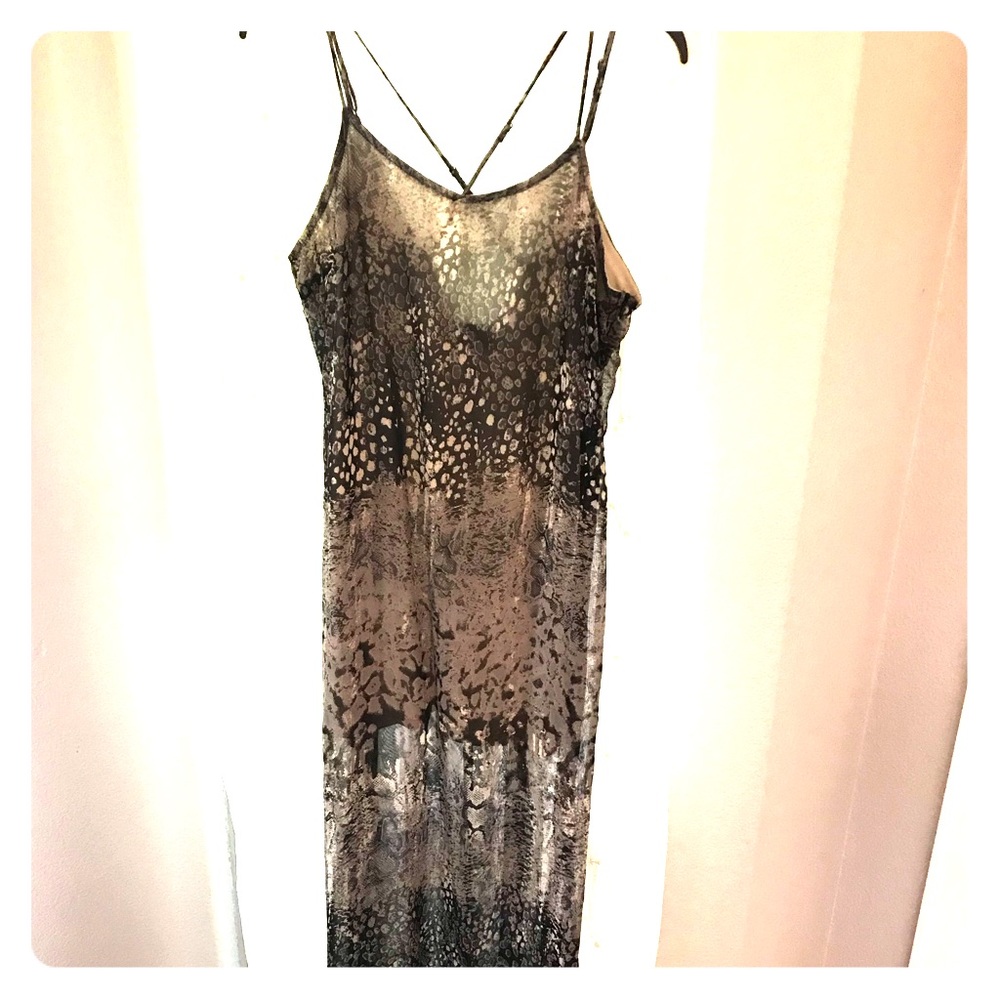 Brown maxi dress with criss cross back